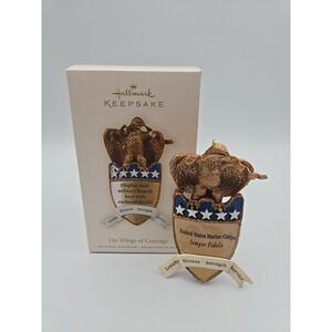 Hallmark 2008 On Wings of Courage Military Patriotic Eagle Crest Xmas Ornament
